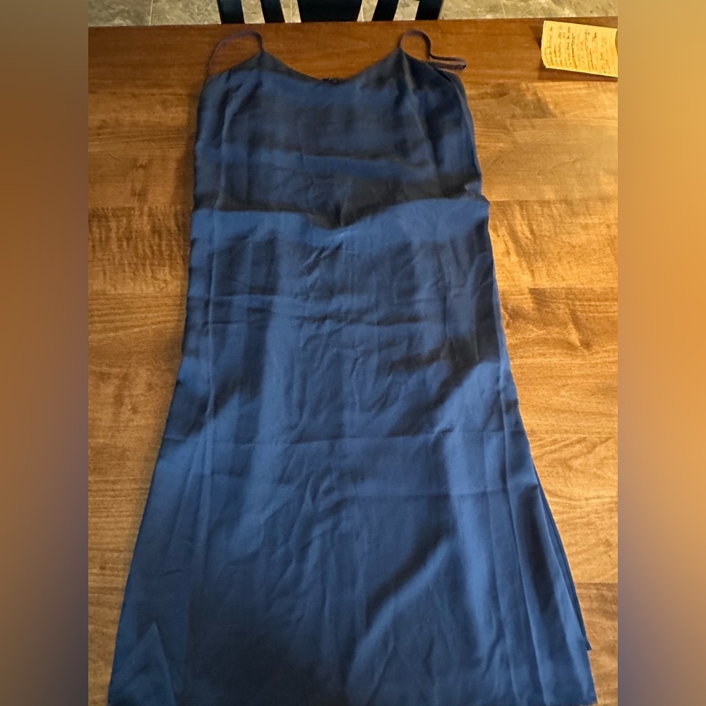 Madewell Eva Silk Slip Dress in Blue Size 8 Sleeveless side slit